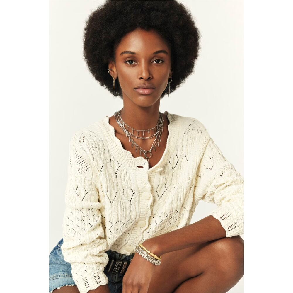 ba&sh lady scallop crochet Jump cardigan - Picture 2 of 9
